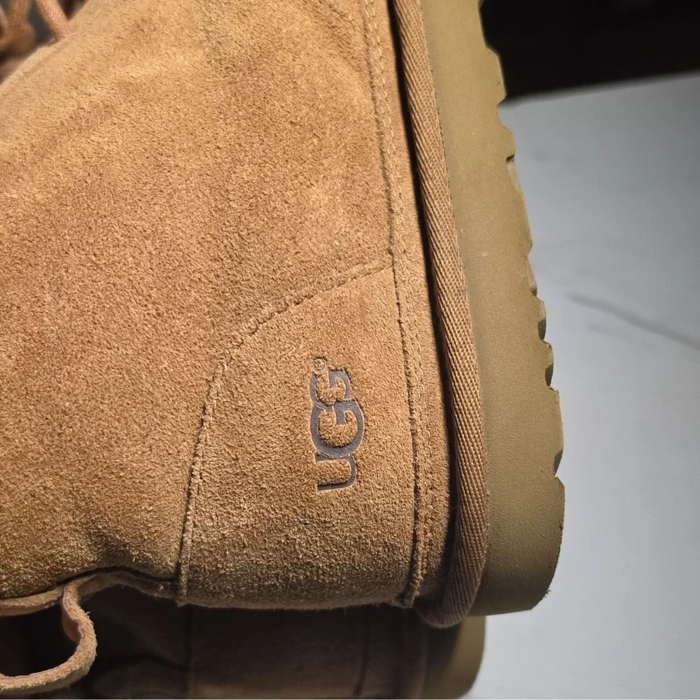 Size 12 UGG Men's Brown Suede Sheepskin Lined Lace-Up Chukka Ankle Boots